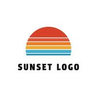 zonsondergang logo ontwerp concept wijnoogst retro streep stijl vector