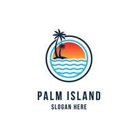 tropisch eiland met palm bomen logo ontwerp concept vector