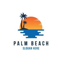 tropisch eiland met palm bomen logo ontwerp concept vector