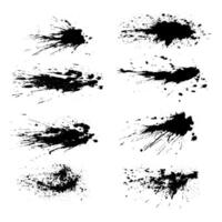 reeks van zwart inkt spatten vector illustratie, zwart en wit grunge geklater achtergrond, een reeks van zwart inkt cirkels borstel beroerte bundel Aan een wit achtergrond,zwart en wit pictogrammen set,