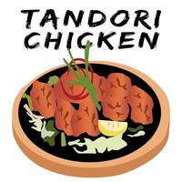 tandori kip Indisch voedsel tekenfilm illustratie vector
