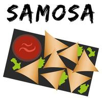 samosa Indisch voedsel tekenfilm illustratie vector