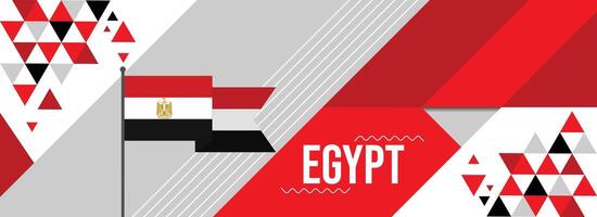 Egypte nationaal of onafhankelijkheid dag banier ontwerp voor land viering. vlag van Egypte modern retro ontwerp abstract meetkundig pictogrammen. vector illustratie