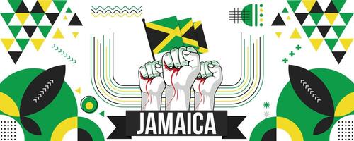 Jamaica nationaal of onafhankelijkheid dag banier ontwerp voor land viering. vlag van Jamaicanen modern retro ontwerp abstract meetkundig pictogrammen. vector illustratie