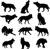 wolf silhouet reeks vector illustratie