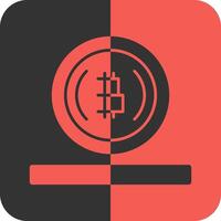 bitcoin rood omgekeerd icoon vector