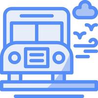 school- bus lijn gevulde blauw icoon vector