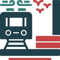 trein station glyph twee kleur icoon vector
