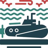onderzeeër glyph twee kleur icoon vector