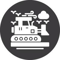 bulldozer glyph cirkel icoon vector