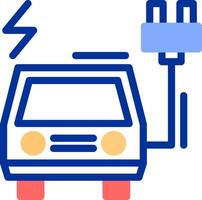 elektrisch voertuig opladen station kleur gevulde icoon vector