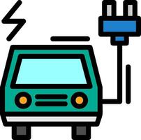 elektrisch voertuig opladen station lijn gevulde icoon vector