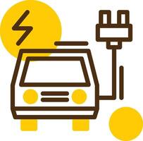 elektrisch voertuig opladen station geel lieanr cirkel icoon vector