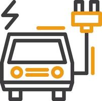 elektrisch voertuig opladen station lijn twee kleur icoon vector