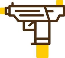submachine geweer geel lieanr cirkel icoon vector