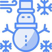 sneeuwman lijn gevulde blauw icoon vector