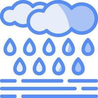 regenachtig dag lijn gevulde blauw icoon vector