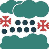 besneeuwd dag glyph twee kleur icoon vector