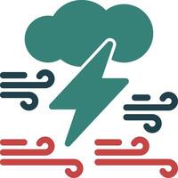 wolk met blikseminslag glyph twee kleur icoon vector