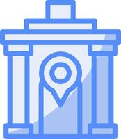 tempel lijn gevulde blauw icoon vector