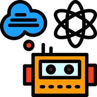 quantum machine aan het leren lijn gevulde icoon vector