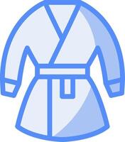 kimono lijn gevulde blauw icoon vector