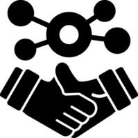 bedrijf handdruk voor netwerken glyph icoon vector