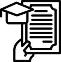hand- Holding een diploma voor onderwijs lijn icoon vector