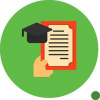 hand- Holding een diploma voor onderwijs vlak schaduw icoon vector