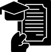 hand- Holding een diploma voor onderwijs glyph icoon vector