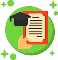 hand- Holding een diploma voor onderwijs staart kleur icoon vector