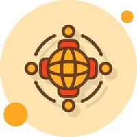 wereldbol met mensen symboliseert globaal mogelijkheden gevulde schaduw cirkel icoon vector