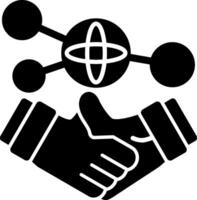 hand- Holding een handdruk voor netwerken glyph icoon vector