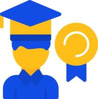 persoon met een diploma uitreiking pet voor prestatie vlak twee kleur icoon vector