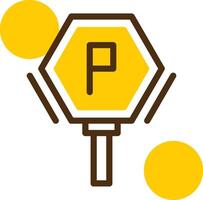 parkeren teken geel lieanr cirkel icoon vector
