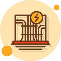 elektrisch bedrading gevulde schaduw cirkel icoon vector