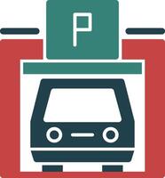 voetganger parkeren garage glyph twee kleur icoon vector