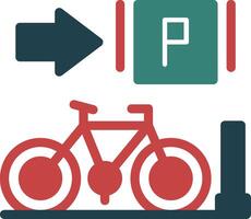 geparkeerd fietsen glyph twee kleur icoon vector