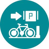 geparkeerd fietsen glyph cirkel icoon vector