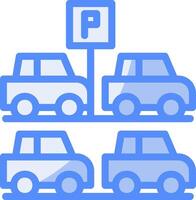 onbedekt parkeren lijn gevulde blauw icoon vector