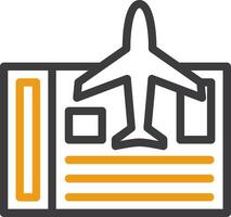 vliegtuig ticket lijn twee kleur icoon vector
