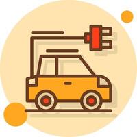 auto met opladen symbool gevulde schaduw cirkel icoon vector