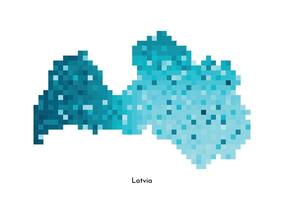 vector geïsoleerd meetkundig illustratie met gemakkelijk ijzig blauw vorm van Letland kaart. pixel kunst stijl voor nft sjabloon. stippel logo met helling structuur voor ontwerp Aan wit achtergrond