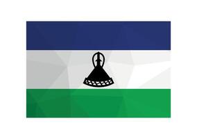 vector illustratie. officieel symbool van Lesotho. nationaal vlag in blauw, wit, groen kleuren en zwart hoed. creatief ontwerp in laag poly stijl met driehoekig vormen.