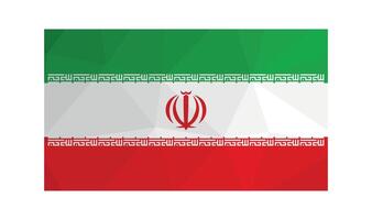 vector illustratie. officieel symbool van Islamitisch republiek van iran. nationaal vlag in groente, wit, rood kleuren. creatief ontwerp in laag poly stijl met driehoekig vormen.