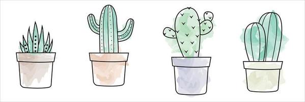 aquarel cactus vector eps 10