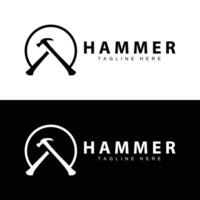 hamer logo ontwerp reparatie onderhoud sjabloon wijnoogst symbool illustratie silhouet reparatie gereedschap vector