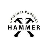 hamer logo ontwerp reparatie onderhoud sjabloon wijnoogst symbool illustratie silhouet reparatie gereedschap vector