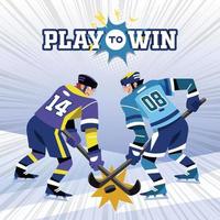 twee ijshockeyspelers strijden om te winnen vector