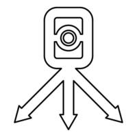 theodoliet enquête uitrusting voor metingen Aan statief geodetisch apparaat tacheometer Onderzoek niveau instrument geodesie gereedschap contour schets lijn icoon zwart kleur vector illustratie beeld dun vlak